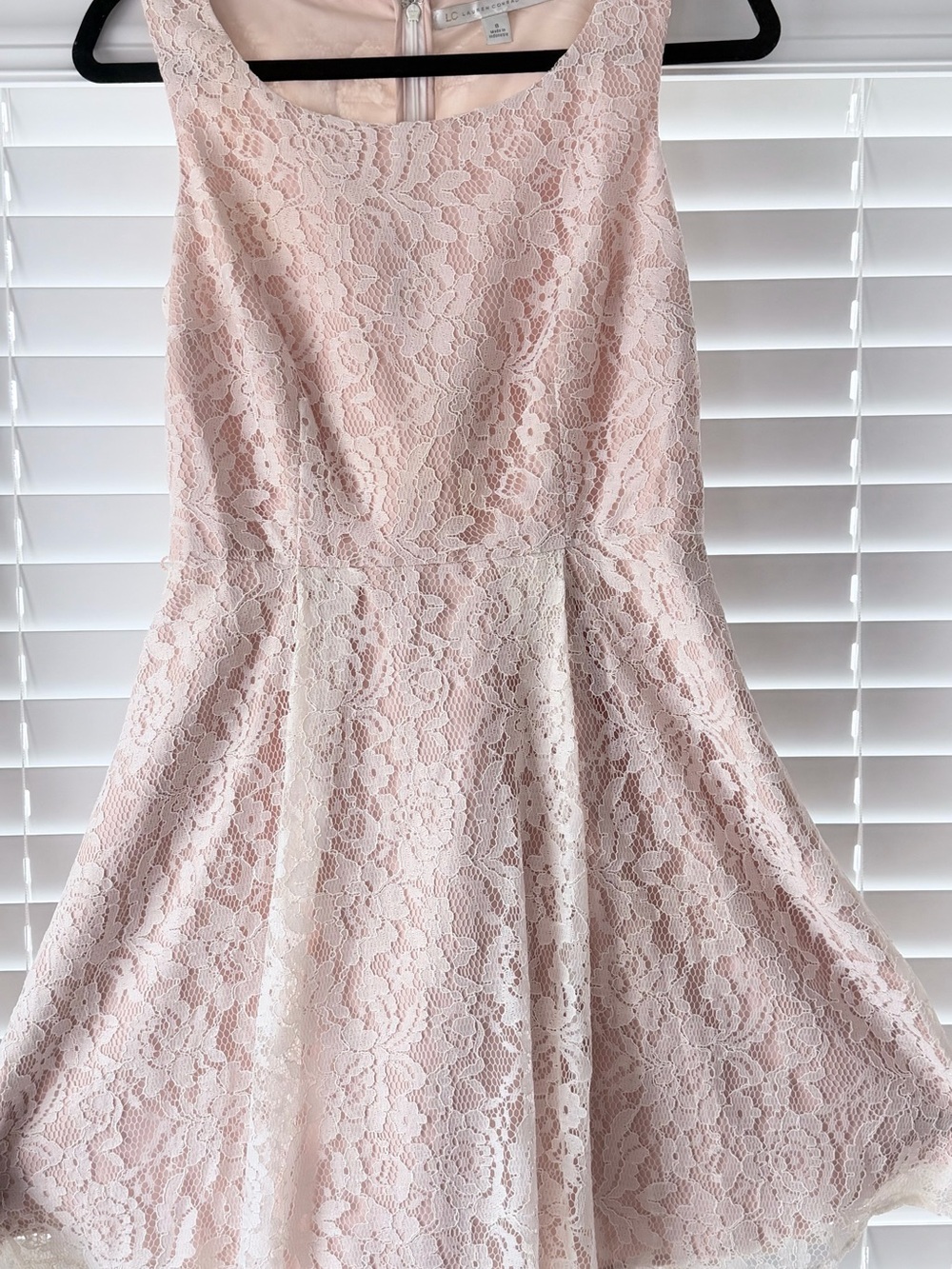 LC Lauren Conrad Blush Lace Fit-and-Flare Dress